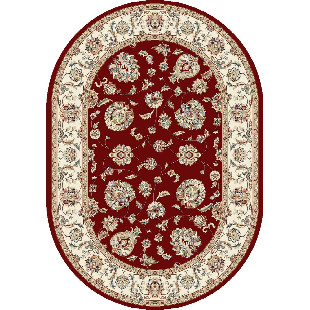 Dynamic Rugs 57365-1464 Ancient Garden 5.3 Ft. X 7.7 Ft. Oval Rug in Red/Ivory